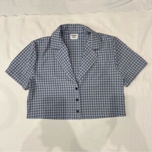 Sunday Best (Aritzia) Cropped Plaid Button-Up Shirt